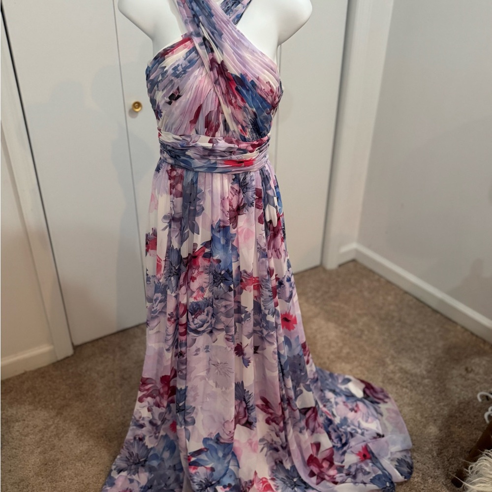 Floral Maxi Dress in Pink and Blue